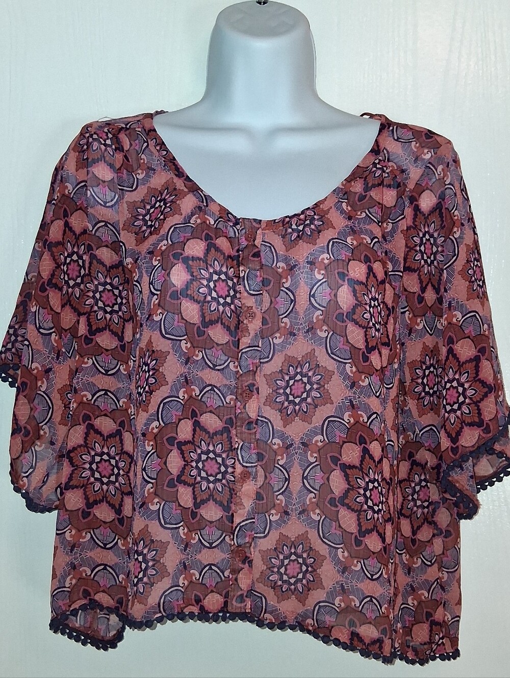 Mudd Crop Blouse, Sz M